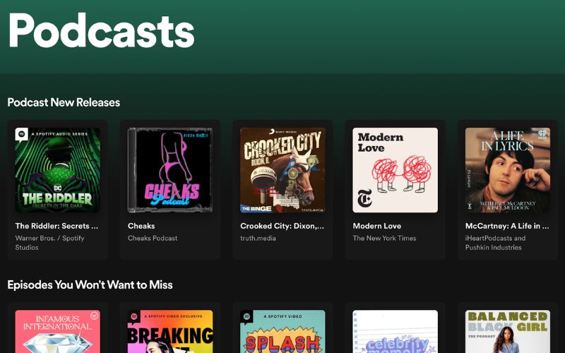 nội dung bổ trợ đa dạng của spotify